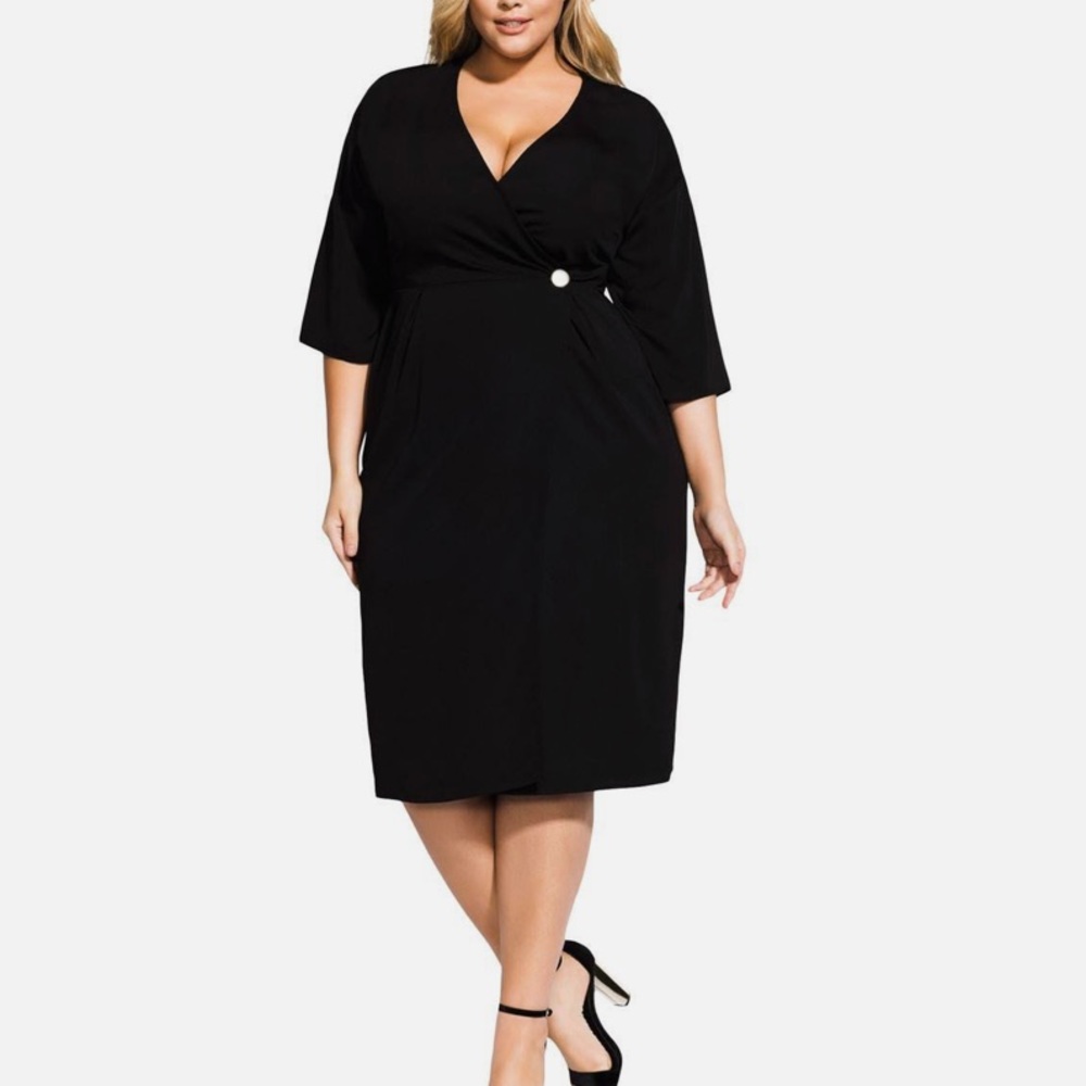 City Chic Dress Carmen  Black Elbow Length Sleeve Formal/Occasion Dress  Size 18